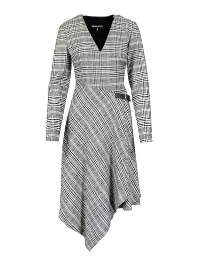 Patrizia Pepe Check Midi Dress In Grey