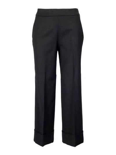 Peserico Stretch Viscose Trousers In Black