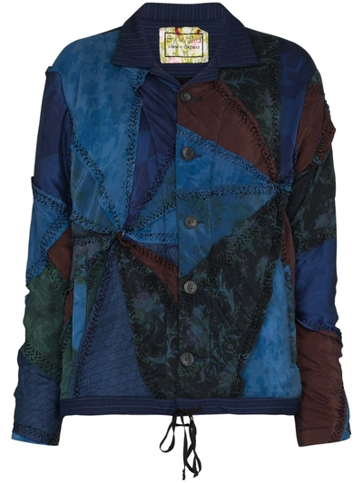 By Walid Slouchy Patchwork Design Blazer In Blue