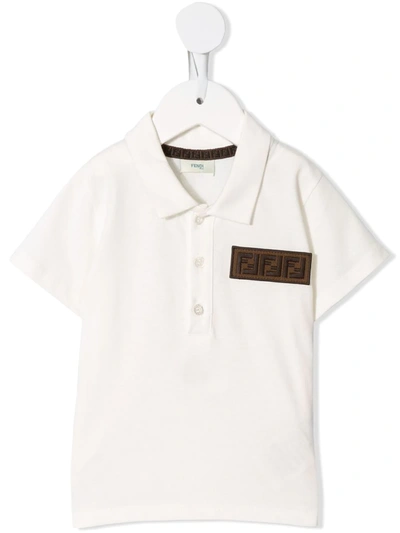 Fendi Babies' Logo-patch Polo Shirt In 白色