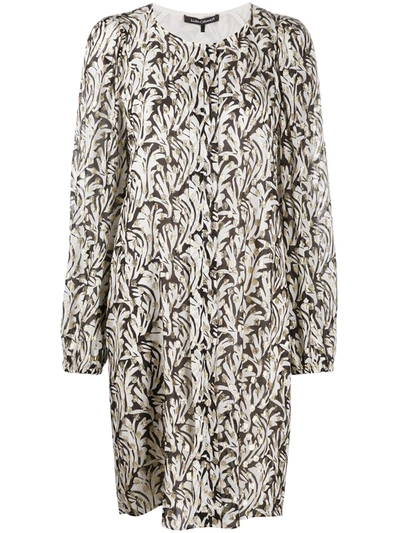 Luisa Cerano Abstract Leaf Print Midi Dress In White