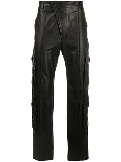 Kenzo Leather Cargo Trousers In Black