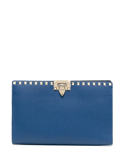 Valentino Garavani Rockstud Clutch Bag In Blue