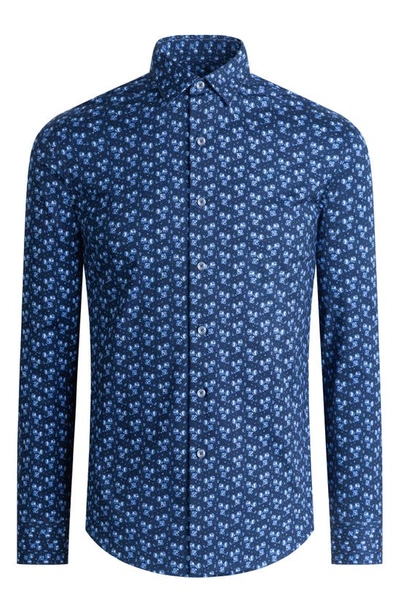 Bugatchi Regular Fit Stretch Cotton Button-up Shirt In Navy