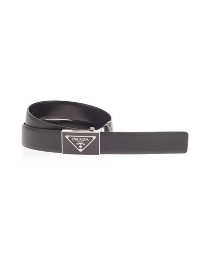 Prada Men's Black Leather Belt