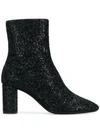 Saint Laurent Lou Glitter Sprinkled Ankle Boots In Black
