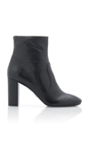 Prada Leather Block-heel Booties In Black