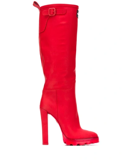 Dsquared2 Logo Knee-length Boots In Red