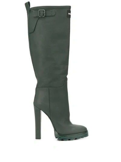 Dsquared2 Stiletto-heel Knee-high Rain Boots In Green