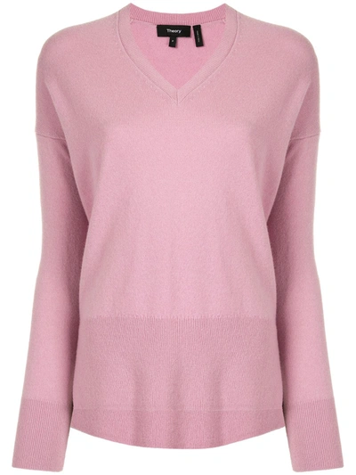 Theory Karenia V-neck Cashmere Jumper In Pink