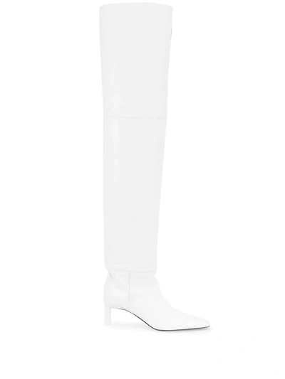 Attico Pointed Toe Boots In White