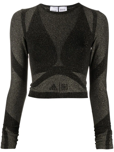 Wolford X Adidas Studio Motion Long Sleeve Crop Top In Black