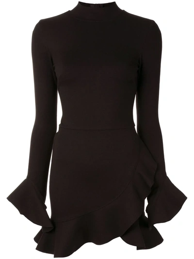 Alexis Eladia Ruffle Trim Mini Dress In Black