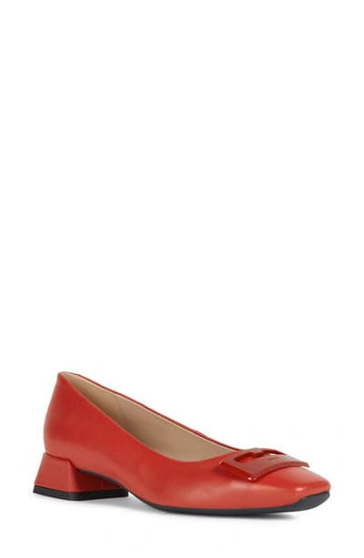Geox Vivyanne Square Toe Loafer Pump In Red Leather