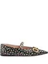 Gucci Women's Liberty Of London Leather Flats In Black Rose