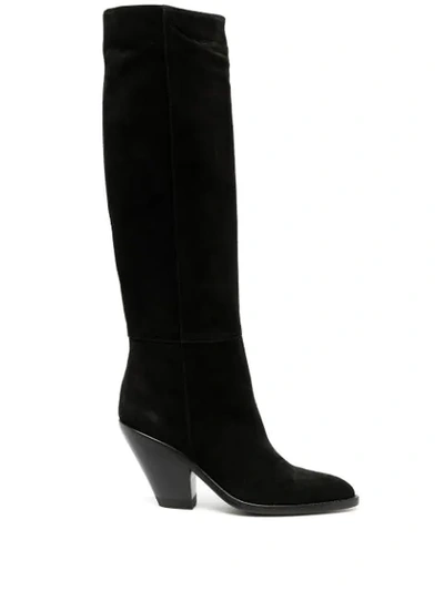 Buttero Suede Knee High Boots In Black