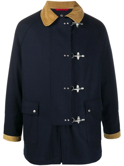 Fay Contrast-trimmed Short Coat In Blue