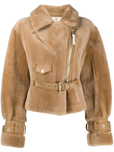 Nicole Benisti Shearling Puffer Jacket In Neutrals