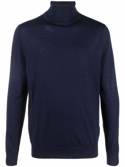 Paul Smith Roll-neck Merino-wool Sweater In Blue