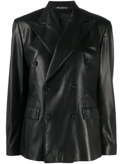 Misbhv Faux Leather Blazer In Black