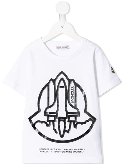 Moncler Kids' Rocket Logo-print T-shirt In White