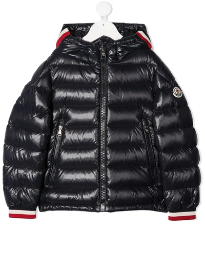 Moncler Kids' Contrasting Cuff Puffer Jacket In Black