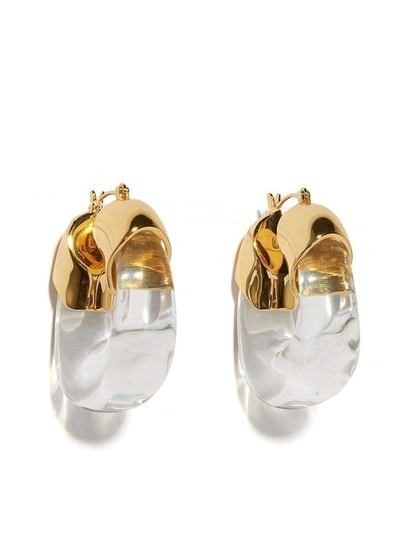 Lizzie Fortunato 18k Goldplated & White Acrylic Organic Hoop Earrings In Clear