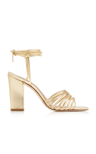 Aeyde Daisy Leather Sandals In Gold