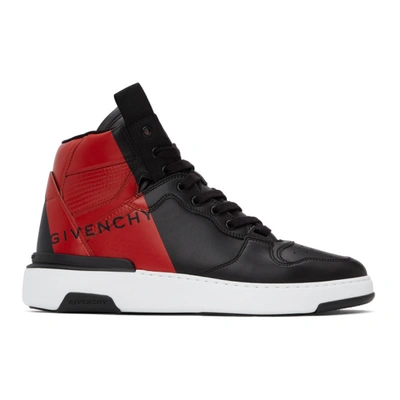 Givenchy Black & Red Wing High Top Sneakers In 009-black/r