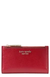 Kate Spade Small Spencer Slim Leather Bifold Wallet In Red Currant