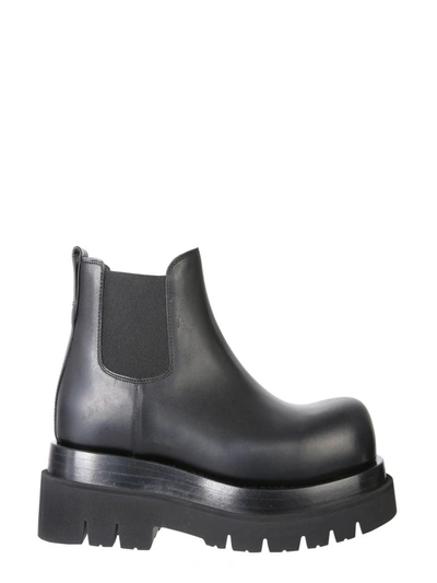 Bottega Veneta Bv Lug Black Leather Ankle Boots