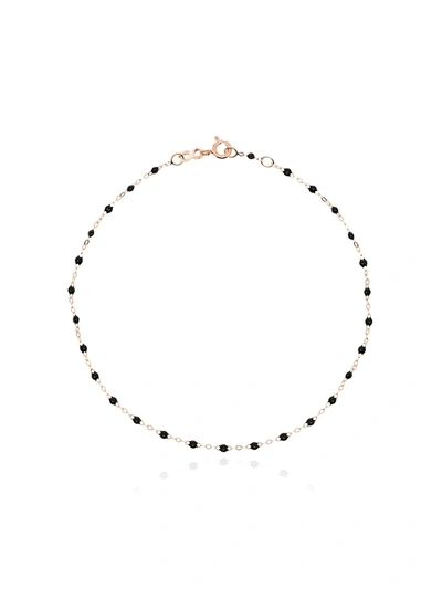 Gigi Clozeau 18k Rose Gold 23 Cm Beaded Anklet In R20 Black Rose Gold