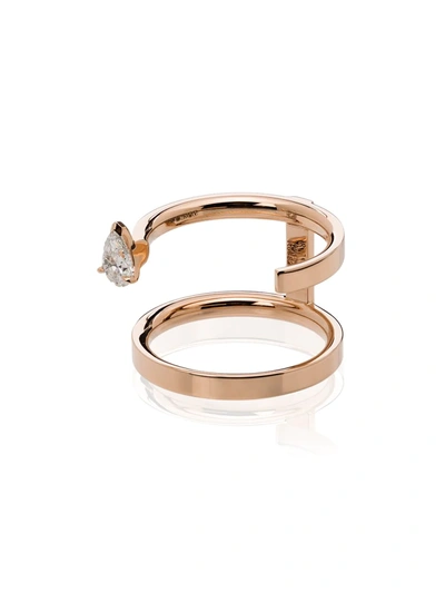 Repossi 18k Rose Gold Serti Sur Vide Two Row Diamond Ring