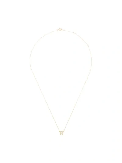 Roxanne First 14k Yellow Gold R Initial Diamond Necklace