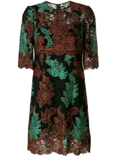 Dolce & Gabbana Floral Lace Dress In Multicolor