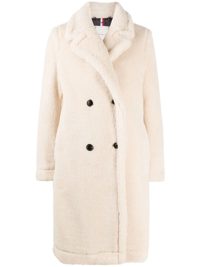 Tommy Hilfiger Shearling Double-breasted Coat In White