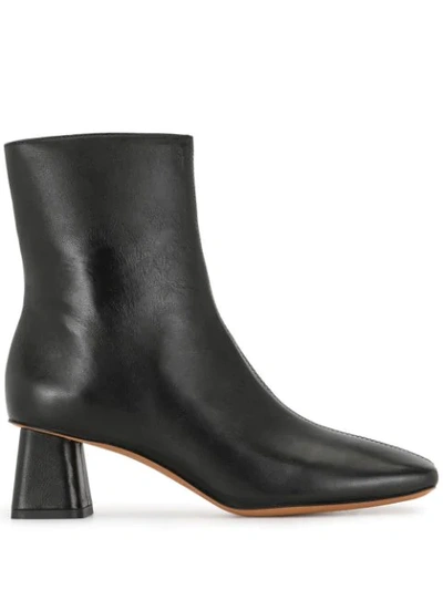 Vince Women's Koren Square-toe Leather Ankle Boots In Black Leather