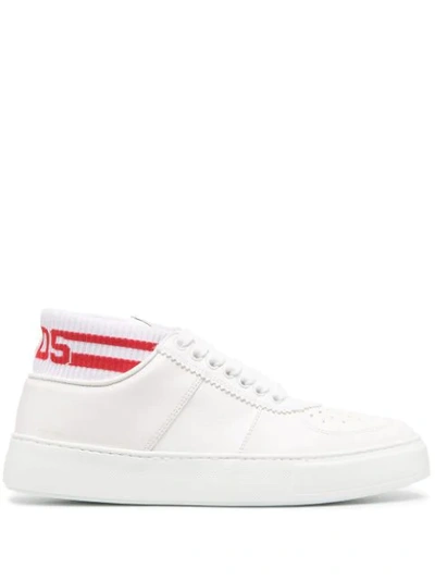 Gcds Bomber Sneakers In White Leather