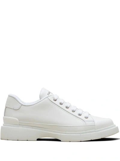 Car Shoe Lace-up Leather Trainers In White