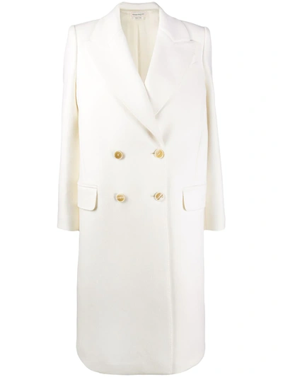Alexander Mcqueen Double-breasted Coat In White