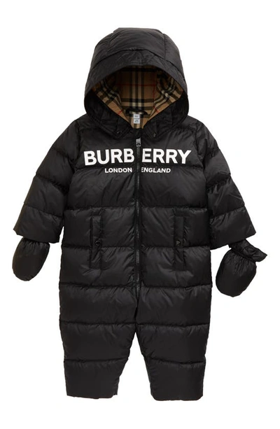 Burberry Babies' Skylar Hooded Snowsuit In Black