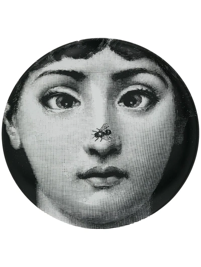 Fornasetti Face Print Plate In Black