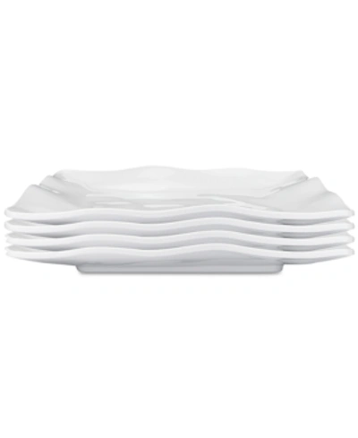 Q Squared Ruffle Melamine Square Dinner Plates, Set Of 4
