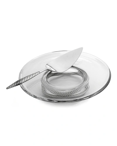 Nambe 2-pc. Braid Glass Cake Plate & Server Set In Glass/silver