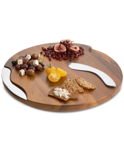 Nambe Cheese Board With Knife And Spreader In Brown
