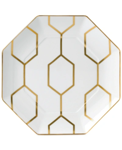 Wedgwood Gio Gold Octagonal Accent Plate White In Charcoal