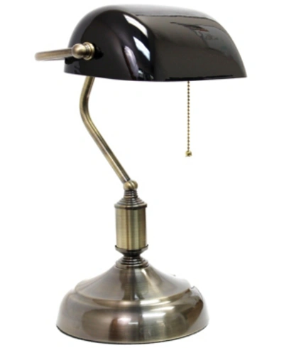 All The Rages Simple Designs Executive Banker's Desk Lamp With Glass Shade In Black