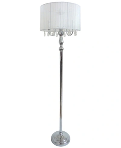 All The Rages Elegant Designs Trendy Romantic Sheer Shade Floor Lamp With Hanging Crystals In White