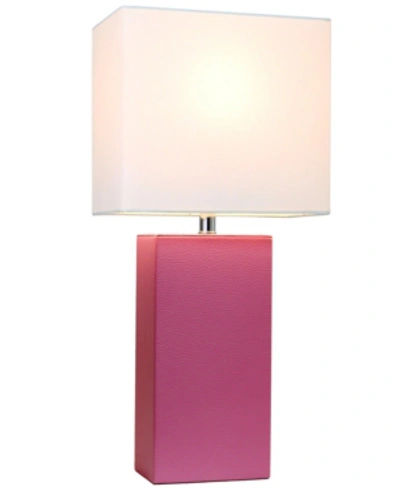 All The Rages Elegant Designs Modern Leather Table Lamp With White Fabric Shade In Fuchsia