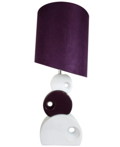 All The Rages Elegant Designs Purple And White Stacked Circle Ceramic Table Lamp With Asymmetrical Shade